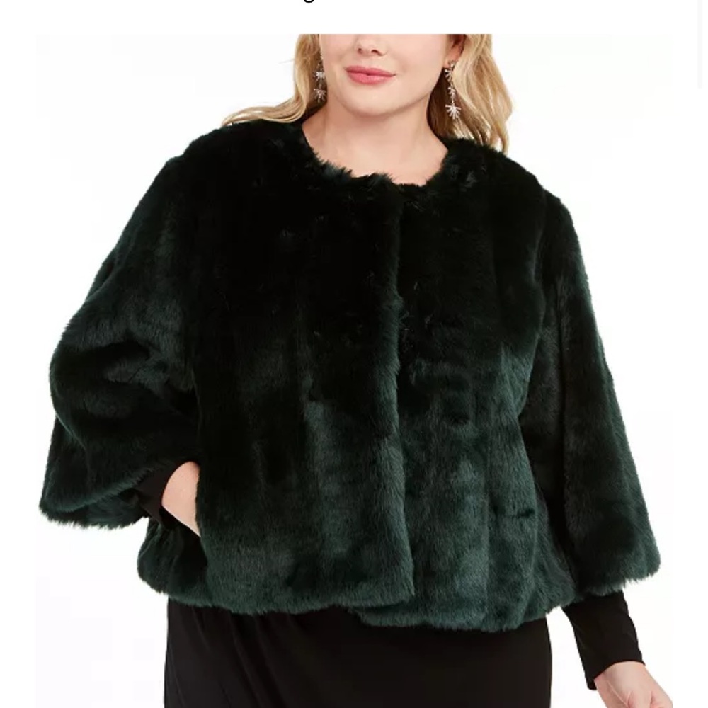 Luxurious Dark Green Faux Fur Jacket
